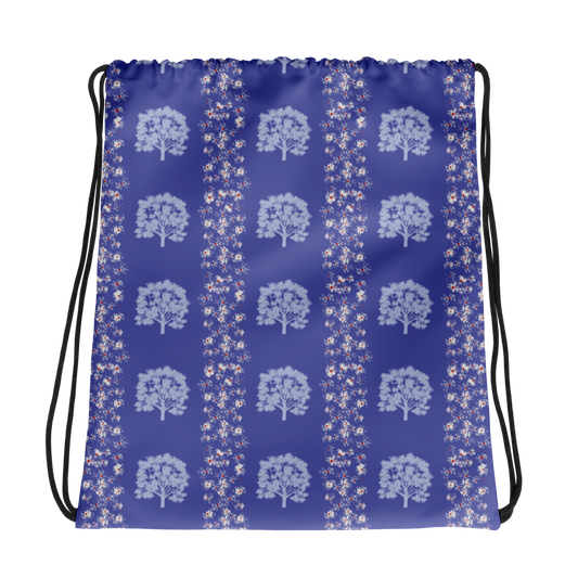 Drawstring Bag Tree Grove Design Blue