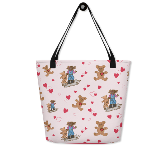 Large Tote Bag Teddybear Tales Red