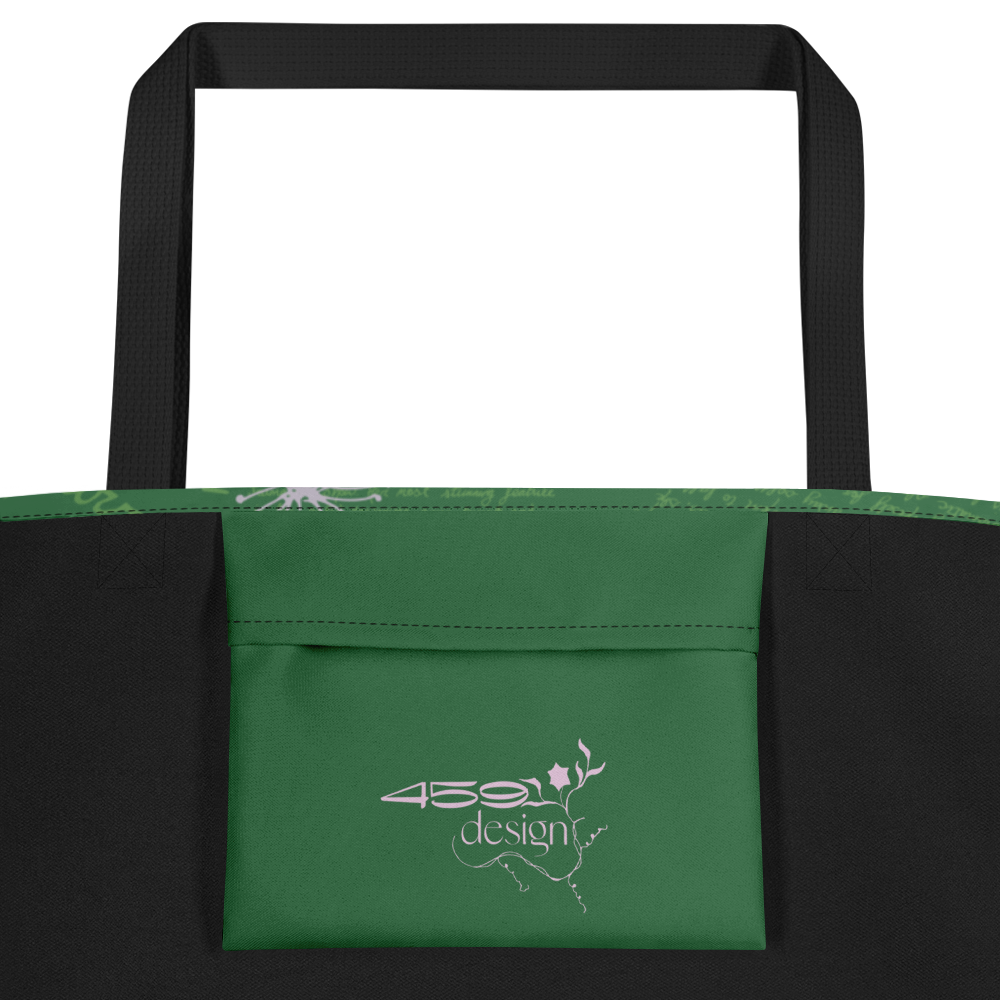 Large Tote Bag Lady in Script Green