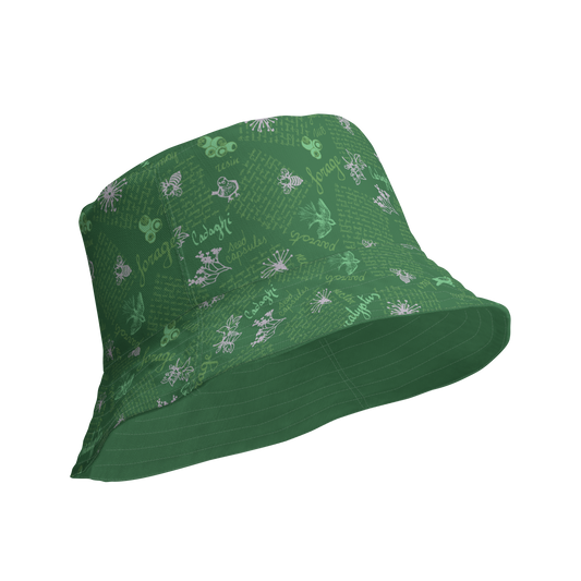 Reversible bucket hat Lady in Script Green