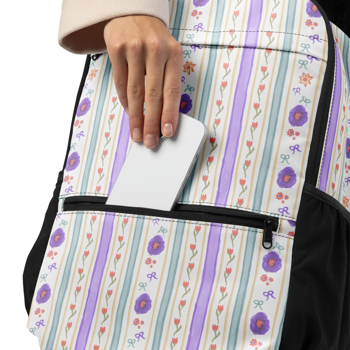Utility backpack Satin Ribbons Purple