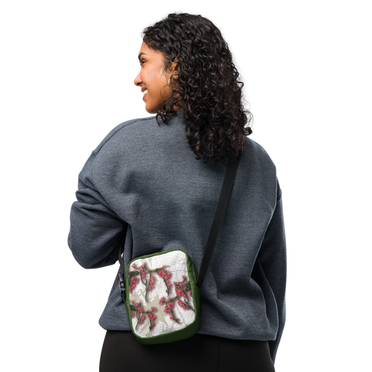 Utility crossbody bag Pink Flowering Vine