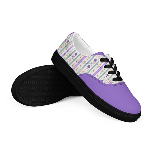 Women’s lace-up canvas shoes Satin Ribbons Purple