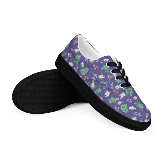 Women’s lace-up canvas shoes Bees in the Blossoms Purple