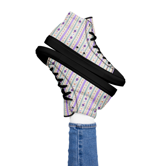 Women’s high top canvas shoes Satin Ribbons Purple