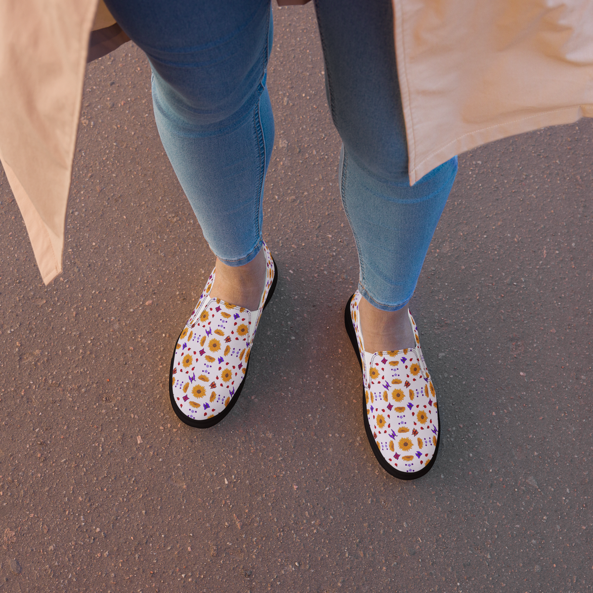 Women’s slip-on canvas shoes Sunflowers for Lilly Purple