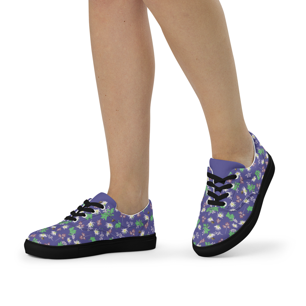 Women’s lace-up canvas shoes Bees in the Blossoms Purple