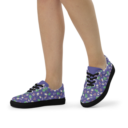 Women’s lace-up canvas shoes Bees in the Blossoms Purple