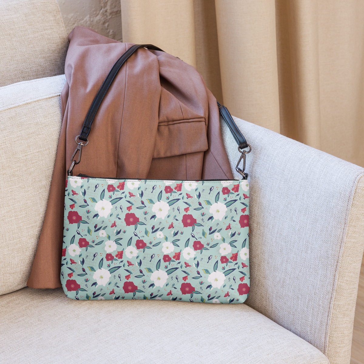 Crossbody bag Oleander Red on Aqua
