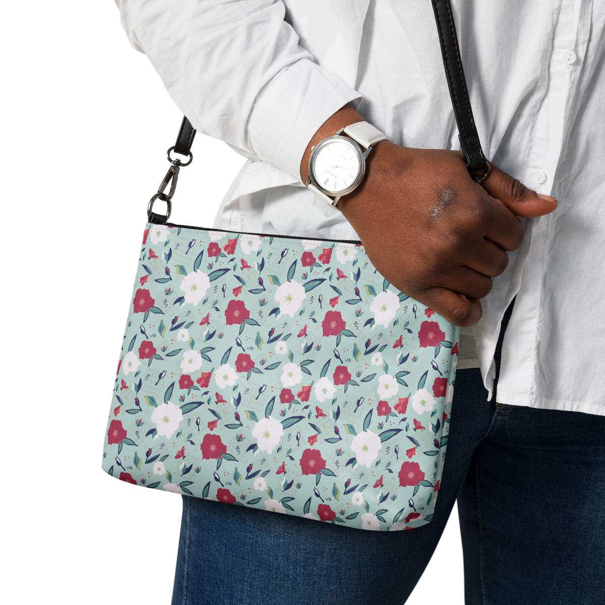 Crossbody bag Oleander Red on Aqua
