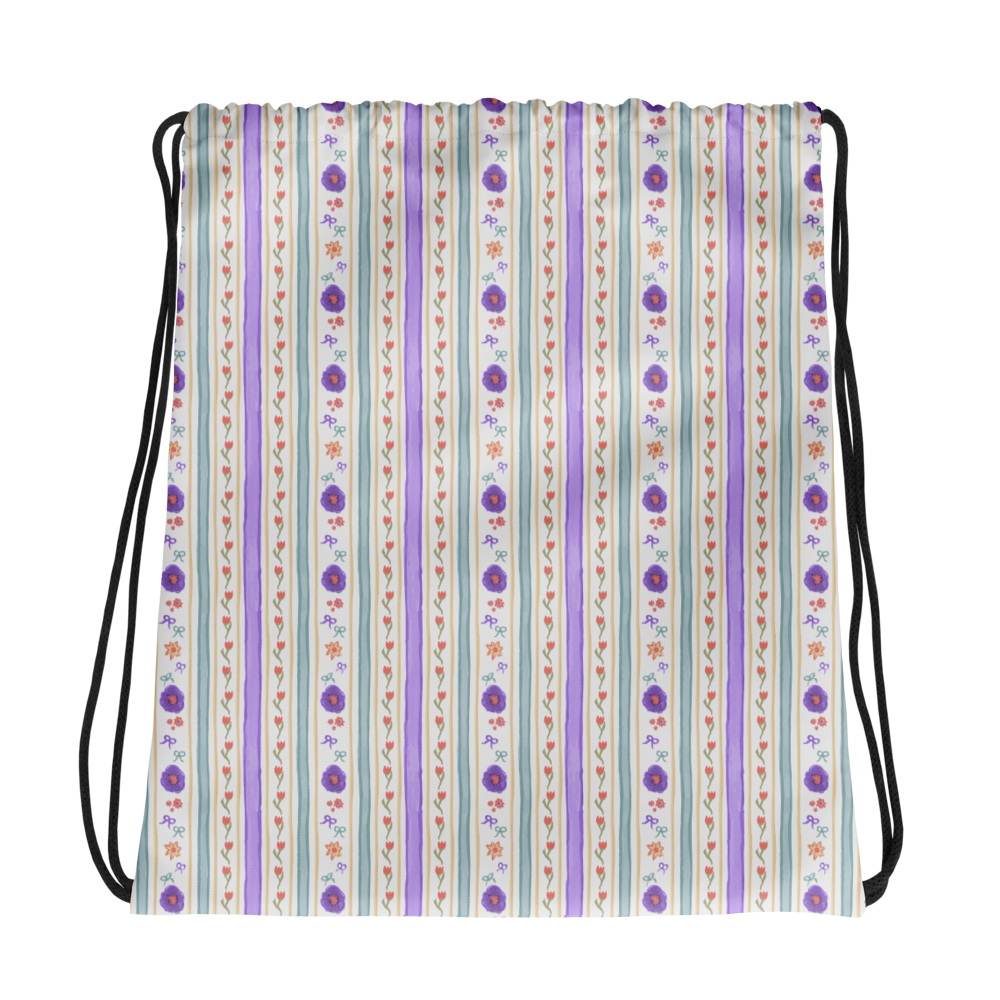 Drawstring bag Satin Ribbons Design Purple