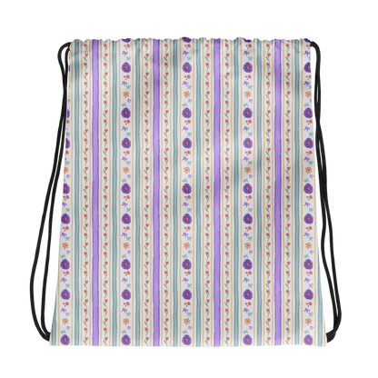 Drawstring bag Satin Ribbons Design Purple
