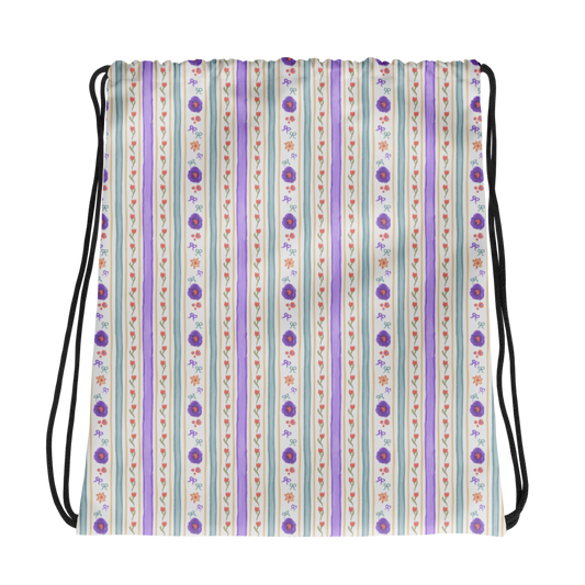 Drawstring bag Satin Ribbons Design Purple