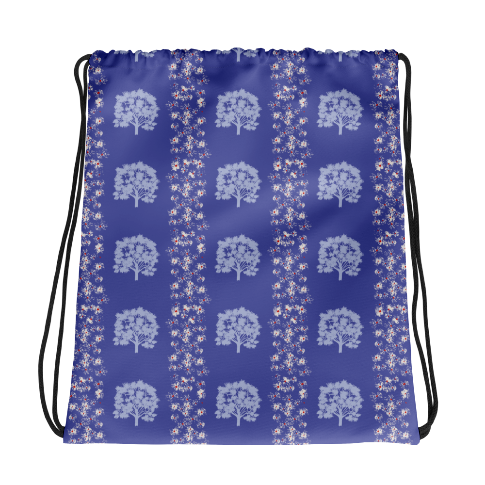 Drawstring Bag Tree Grove Design Blue
