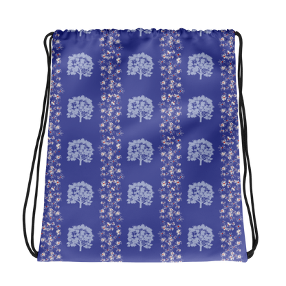 Drawstring Bag Tree Grove Design Blue