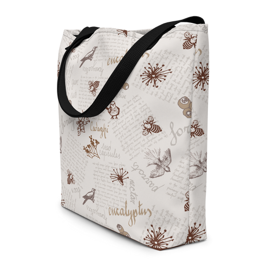 Large Tote Bag Lady in Script Stone