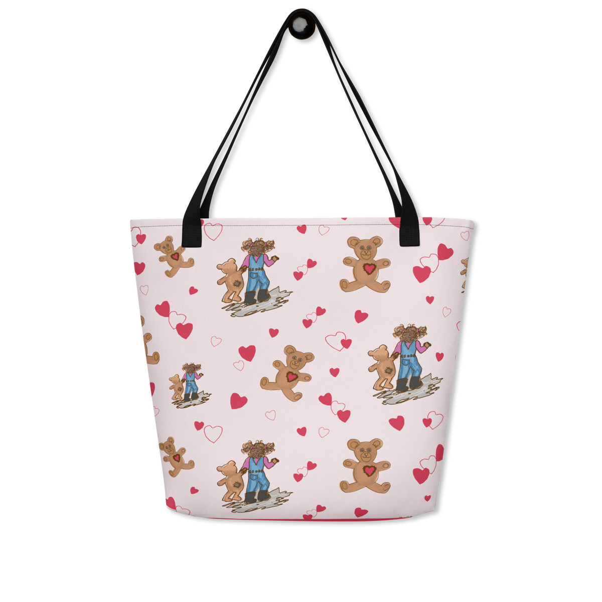 Large Tote Bag Teddybear Tales Red