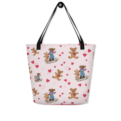 Large Tote Bag Teddybear Tales Red