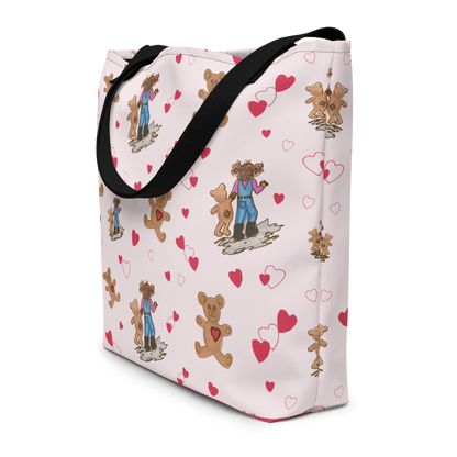 Large Tote Bag Teddybear Tales Red