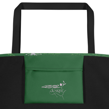 Large Tote Bag Lady in Script Green