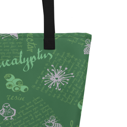 Large Tote Bag Lady in Script Green