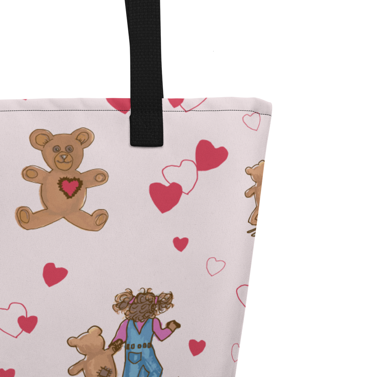 Large Tote Bag Teddybear Tales Red