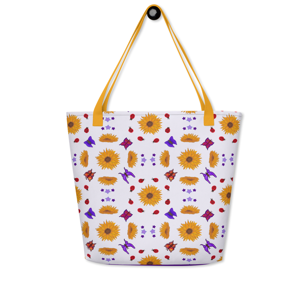 Large Tote Bag Sunflowers for Lilly Purple