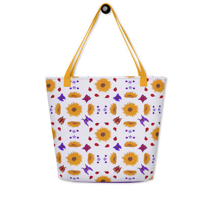 Large Tote Bag Sunflowers for Lilly Purple