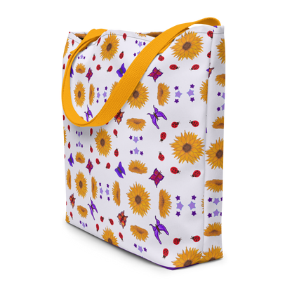 Large Tote Bag Sunflowers for Lilly Purple