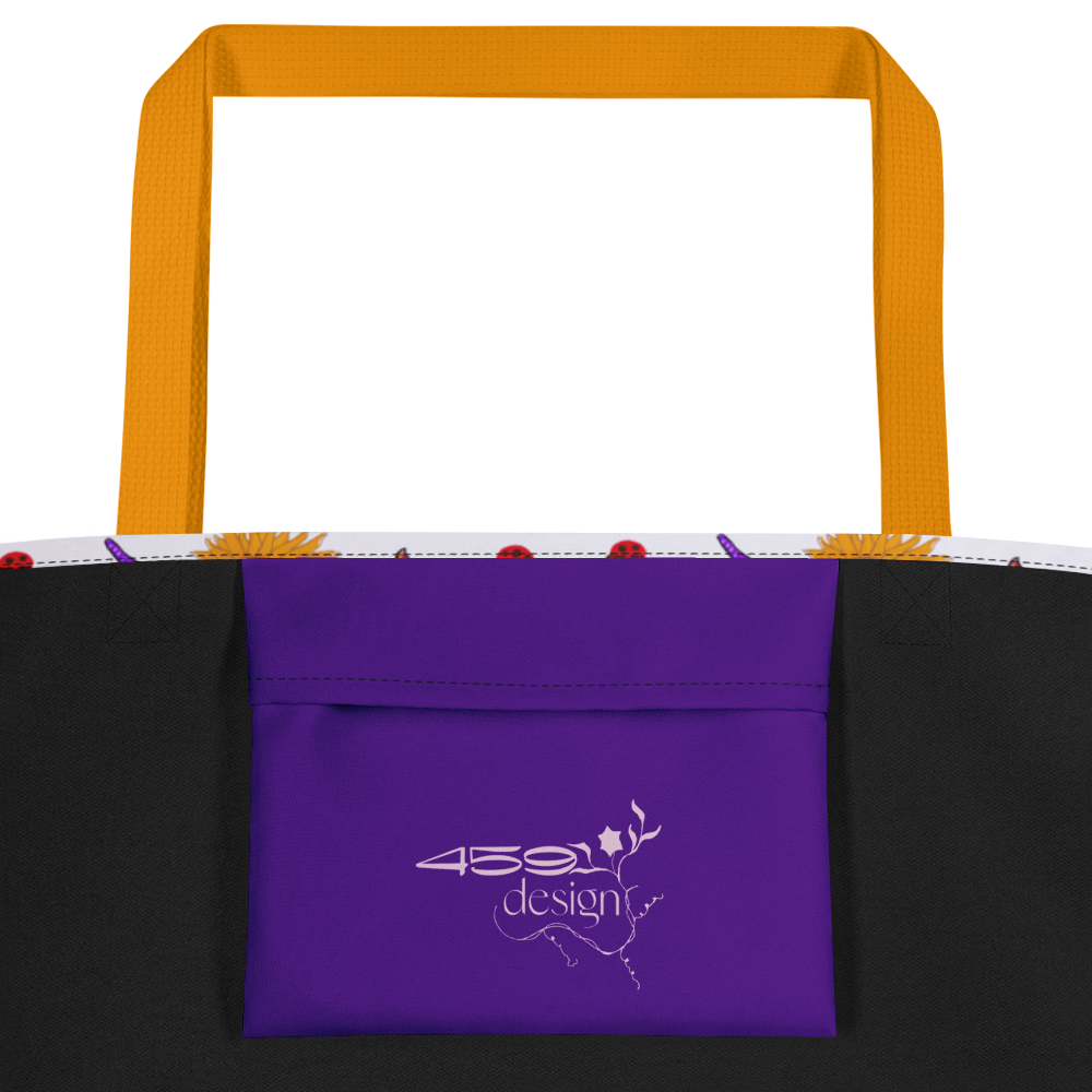 Large Tote Bag Sunflowers for Lilly Purple