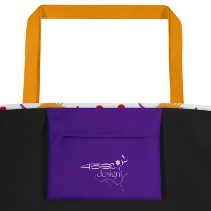 Large Tote Bag Sunflowers for Lilly Purple