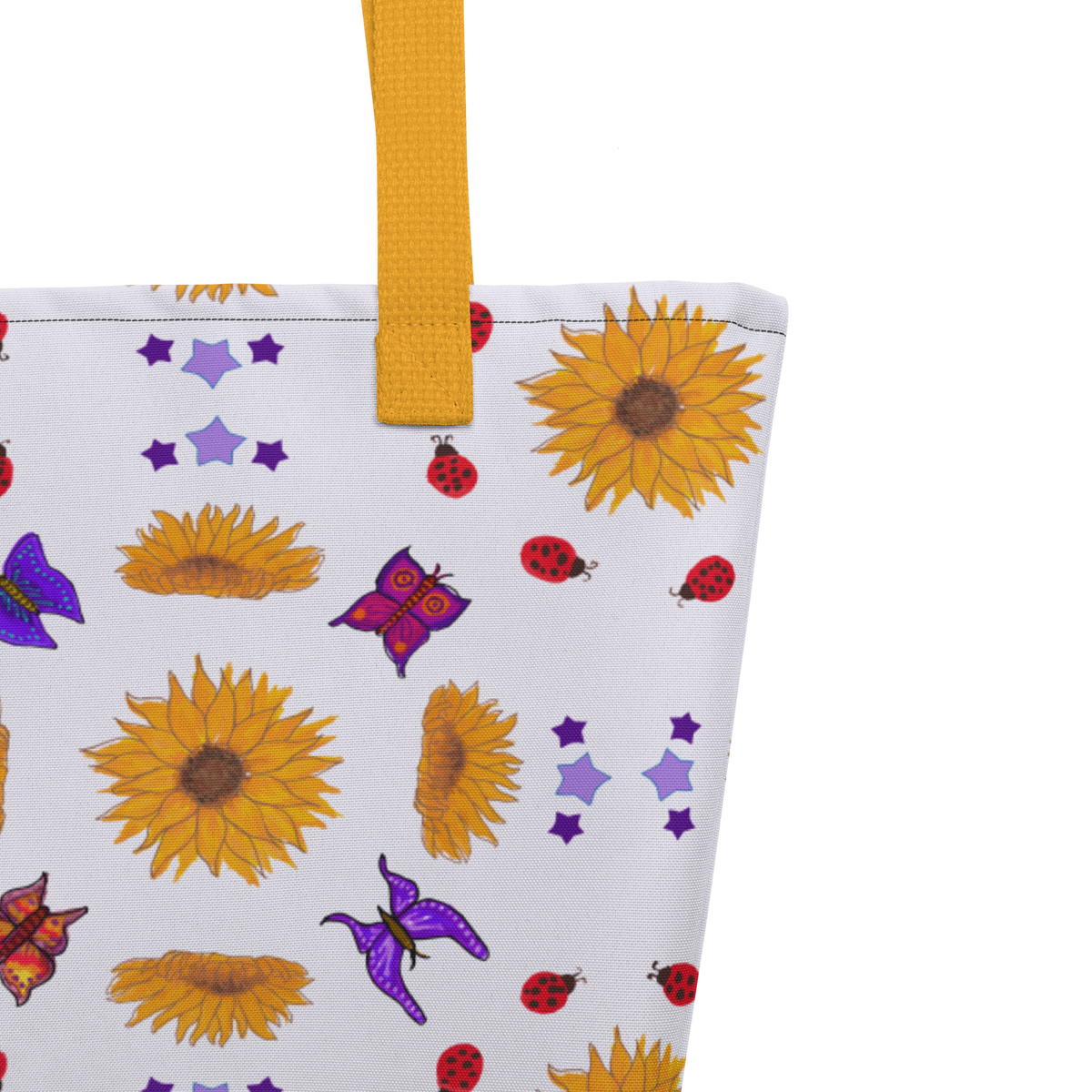 Large Tote Bag Sunflowers for Lilly Purple