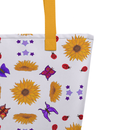 Large Tote Bag Sunflowers for Lilly Purple