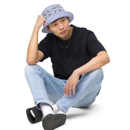 Reversible bucket hat Birds in Flight Blue