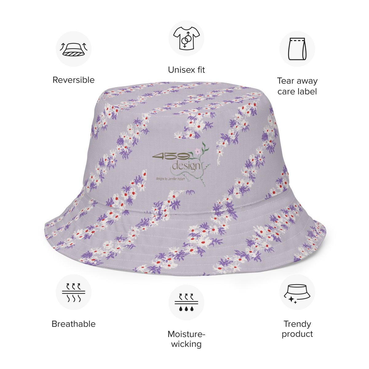Reversible bucket hat Blossom Trails Stone & Mauve