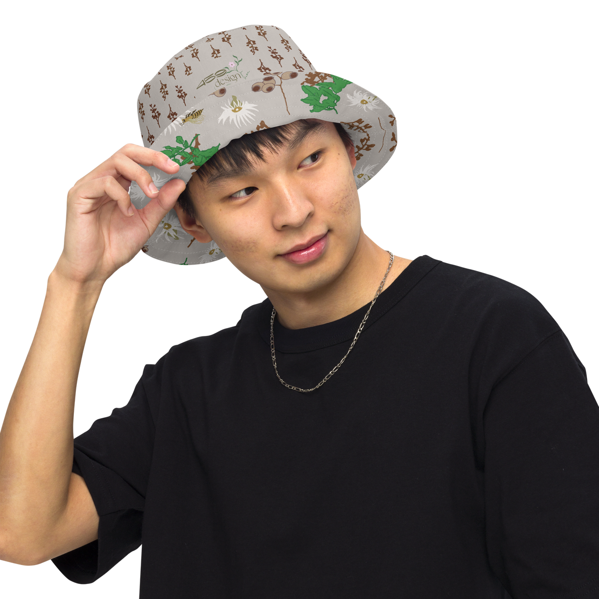 Reversible bucket hat Bees in the Blossoms