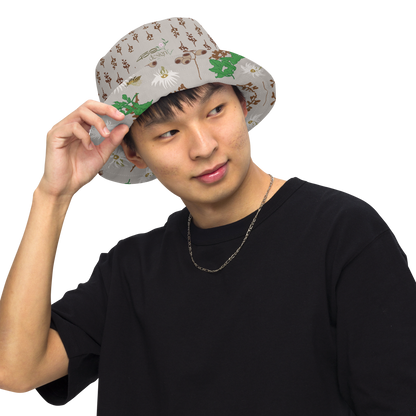 Reversible bucket hat Bees in the Blossoms