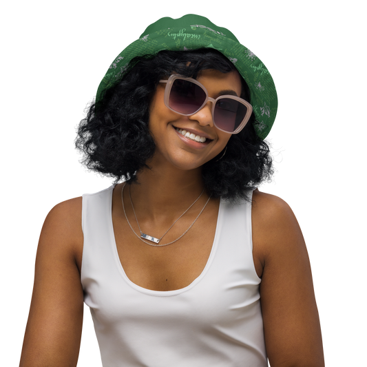 Reversible bucket hat Lady in Script Green