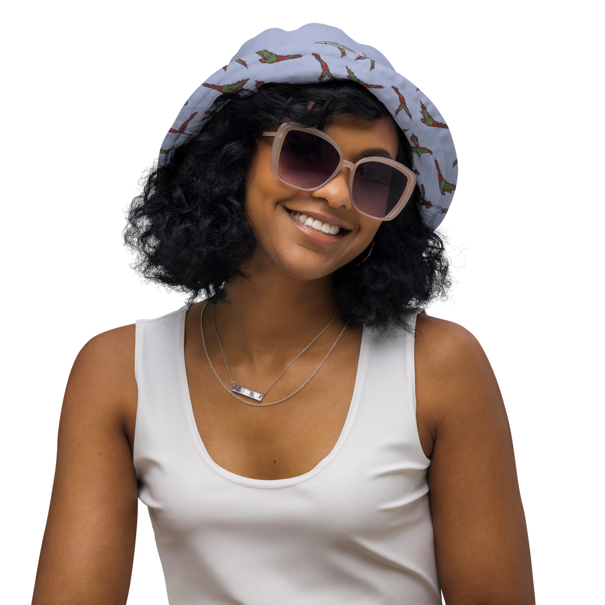 Reversible bucket hat Birds in Flight Blue