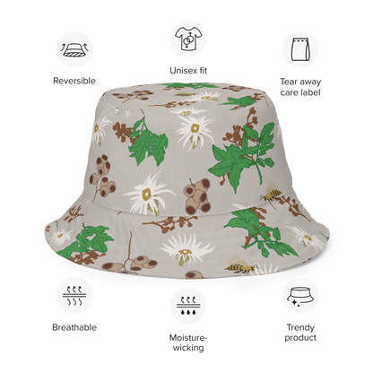 Reversible bucket hat Bees in the Blossoms
