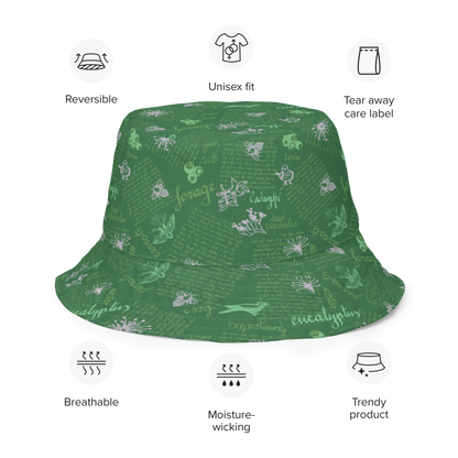 Reversible bucket hat Lady in Script Green