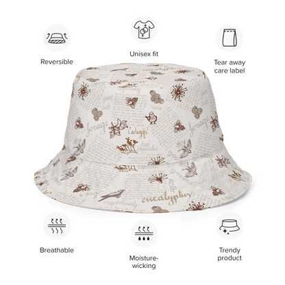 Reversible bucket hat Lady in Script Stone