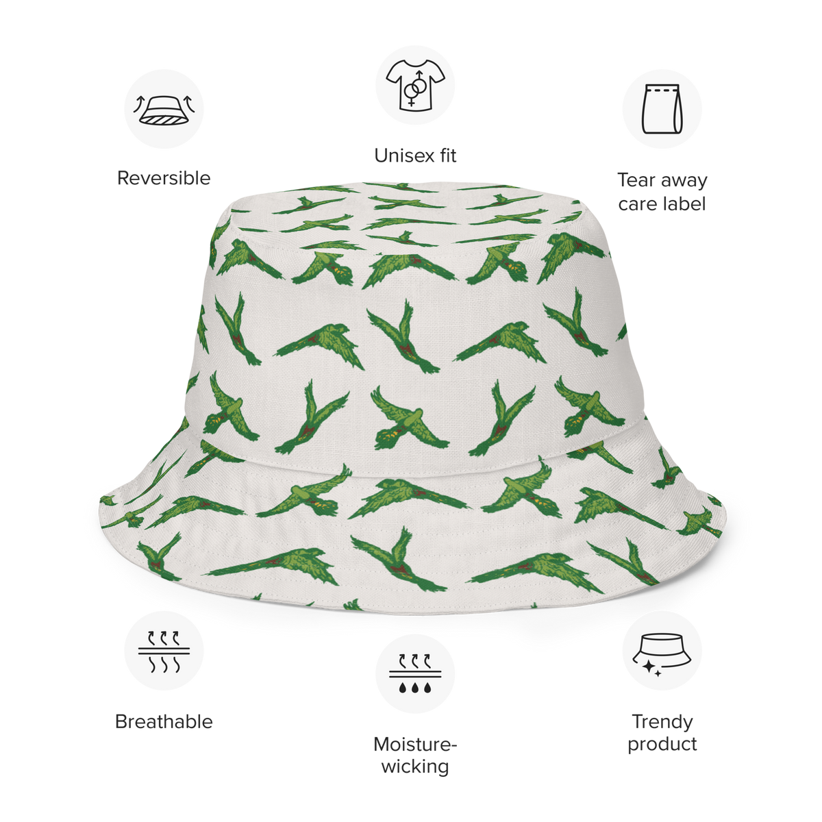 Reversible bucket hat Birds in Flight Stone