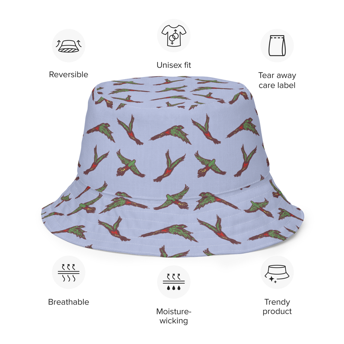 Reversible bucket hat Birds in Flight Blue