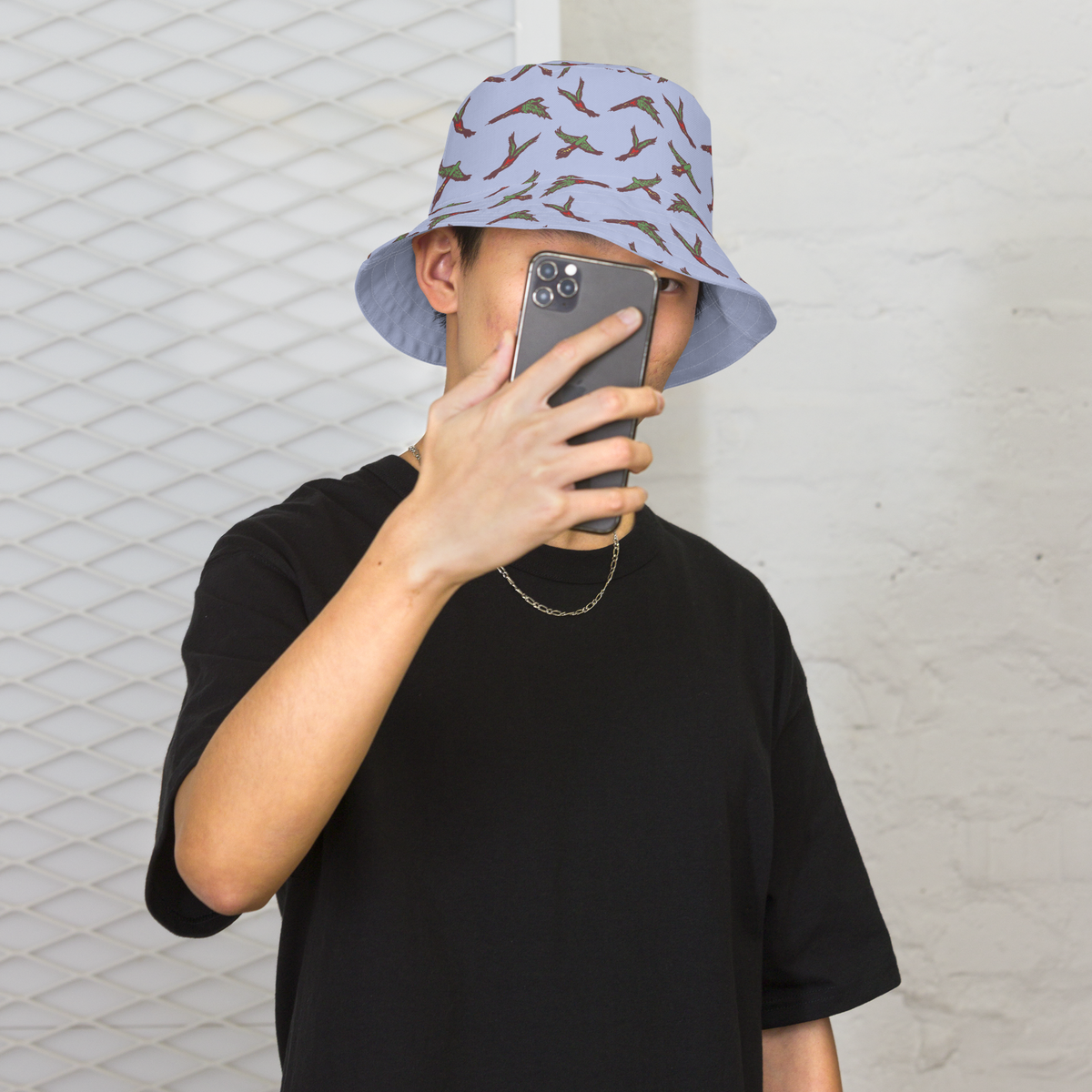 Reversible bucket hat Birds in Flight Blue