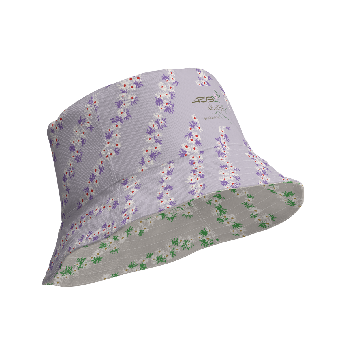 Reversible bucket hat Blossom Trails Stone & Mauve