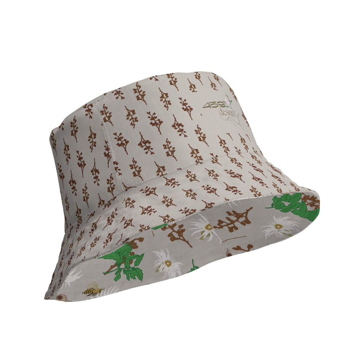 Reversible bucket hat Bees in the Blossoms