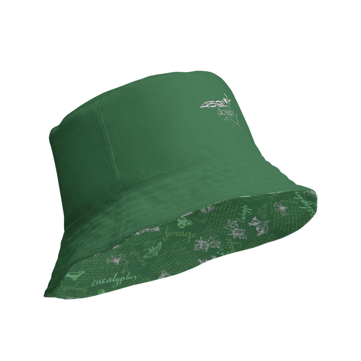 Reversible bucket hat Lady in Script Green