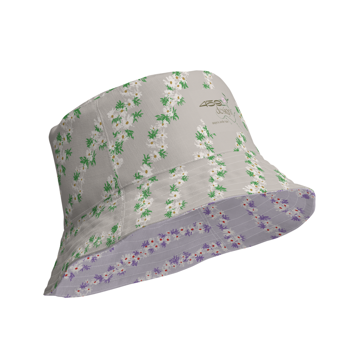Reversible bucket hat Blossom Trails Stone & Mauve