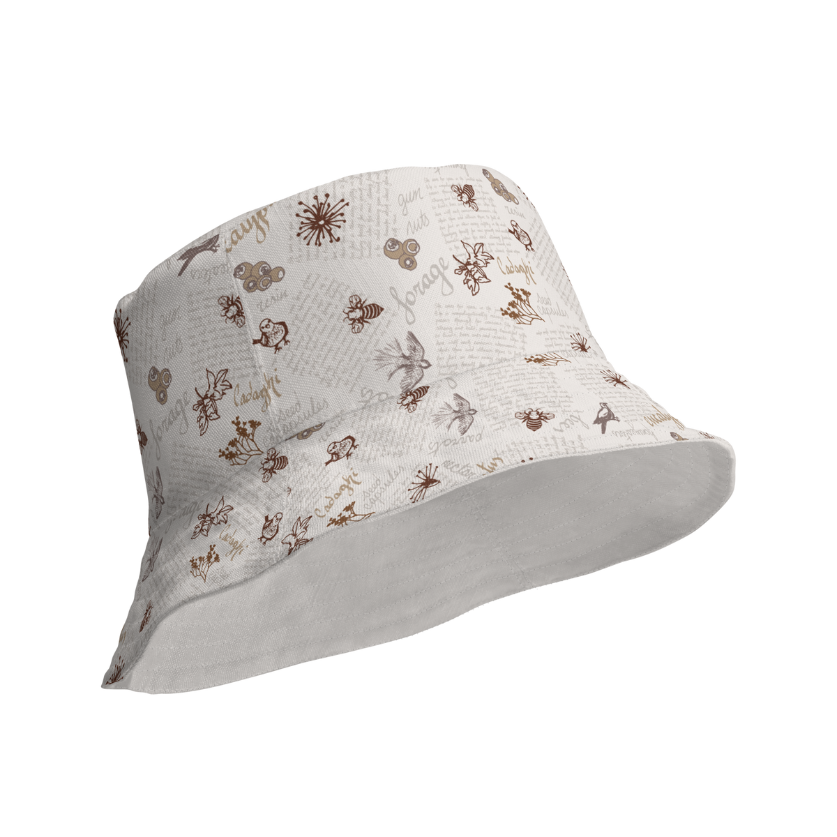 Reversible bucket hat Lady in Script Stone